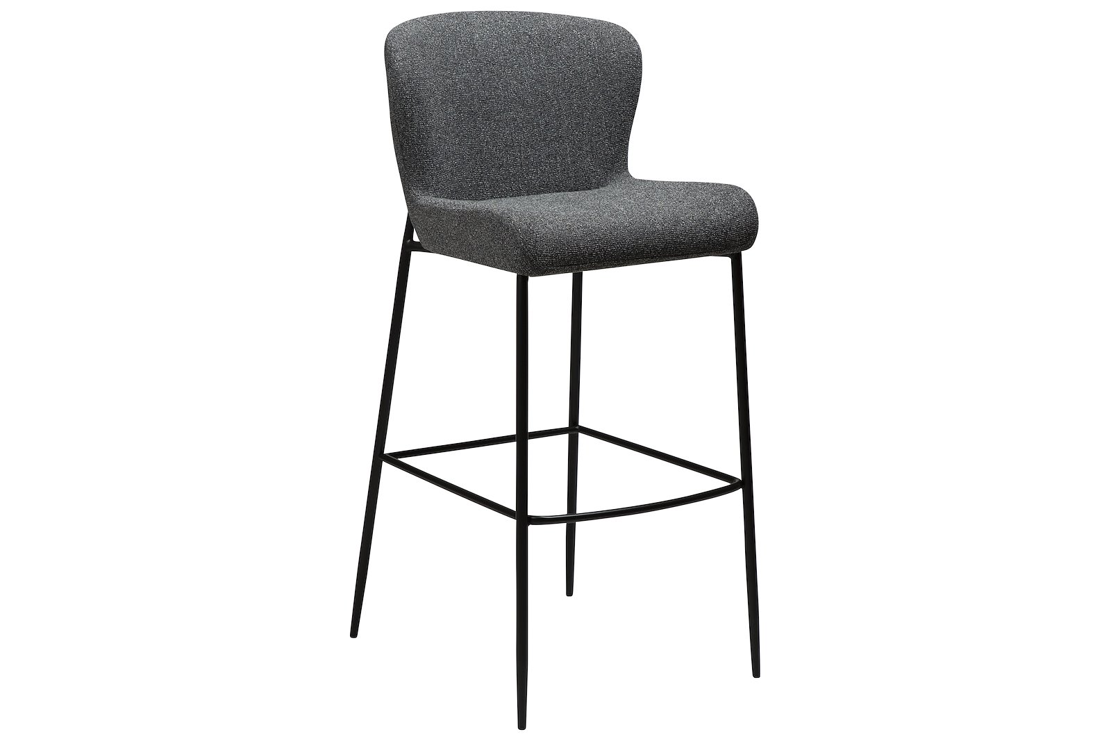 Glam barstol Tekstil Bouclé Pebble Grå med sorte ben