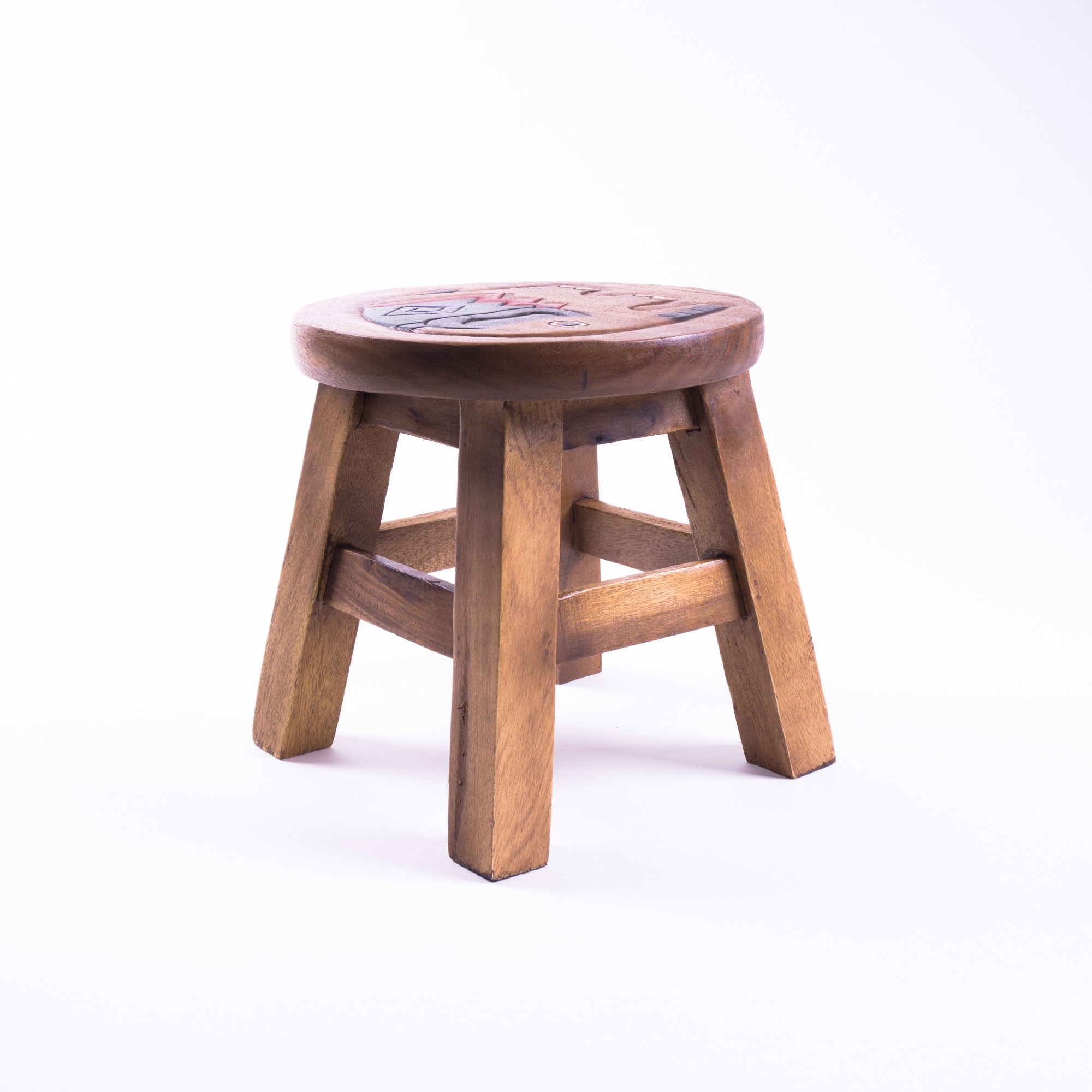 Massiver kleiner Elefanten-Hocker, natur, rot, schwarz, Ø 25 cm, H 25 cm von fischer's lagerhaus