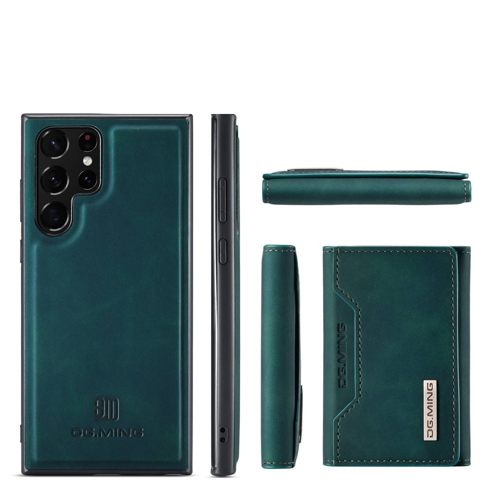 2in1 Samsung Galaxy S23 Ultra 5G Leder Hülle Wallet   Magnetisches Kreditkartenfach - Dunkelgrün