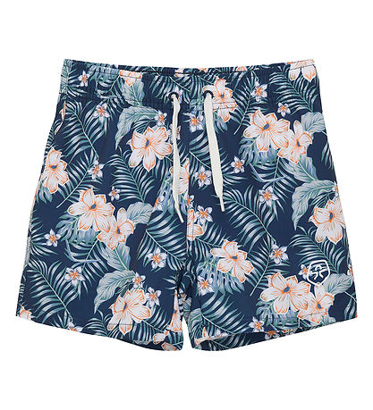 Color Kids Badeshorts - Deep Sea m. Palmblätter