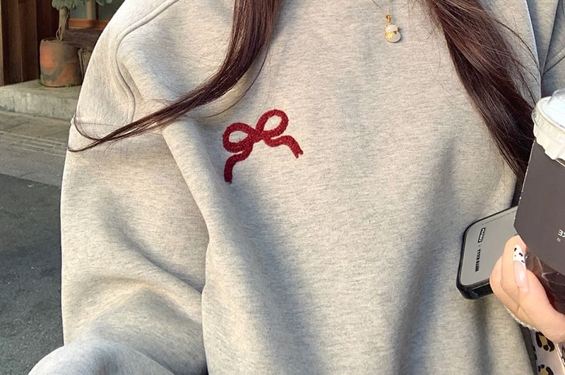 Ukiyo - Sweatshirt met lange mouwen, ronde hals en strikborduursel
