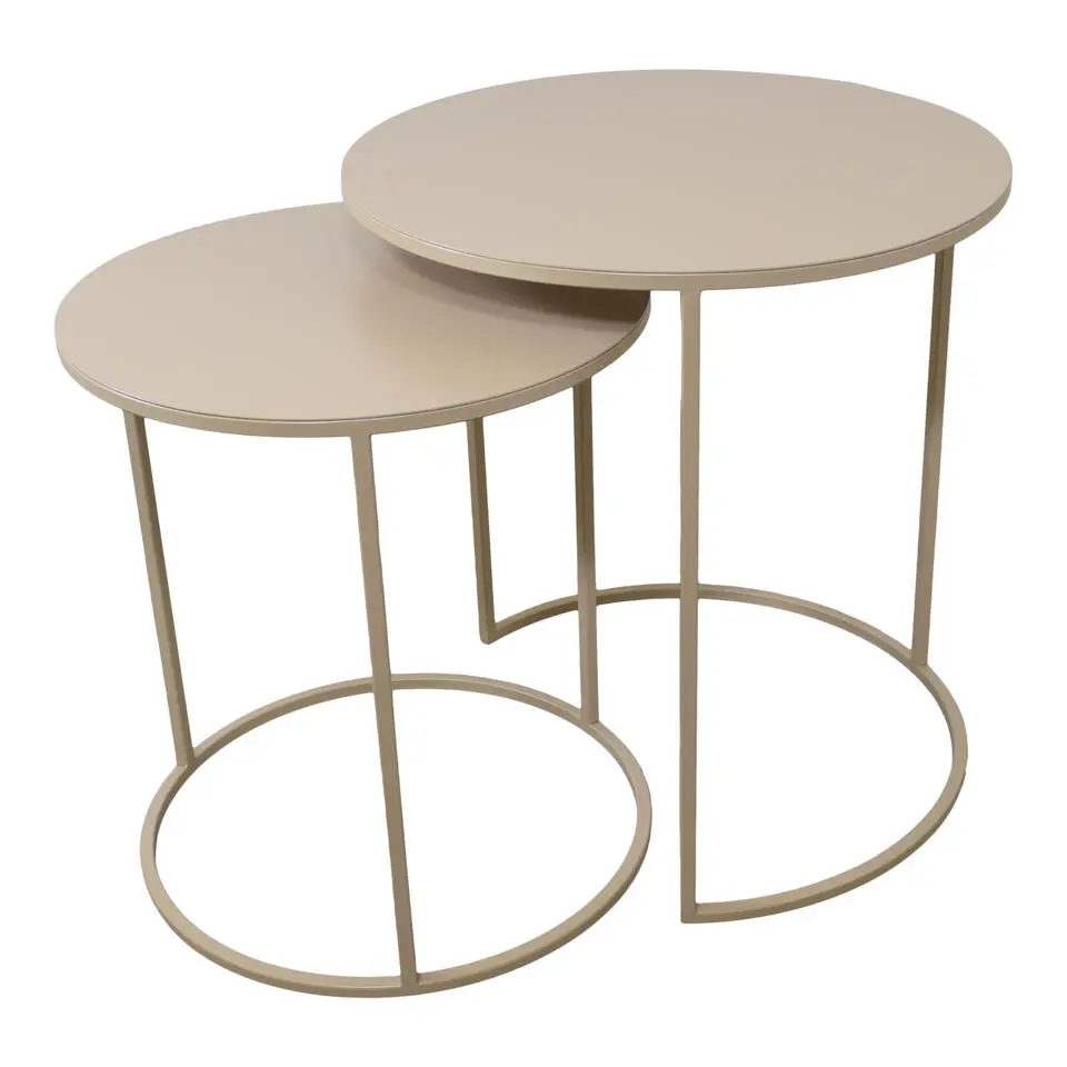 LOFT42 Elvy Set Bijzettafels Rond - Beige - Ø49x52