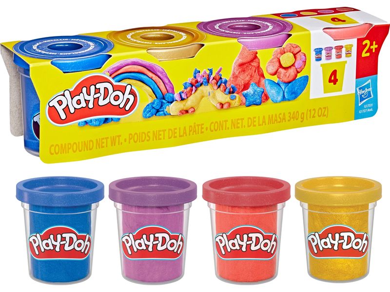 Play-Doh Knetmasse 4er Pack Metallic Schimmernde Kreativität in vier glitzernden Farben