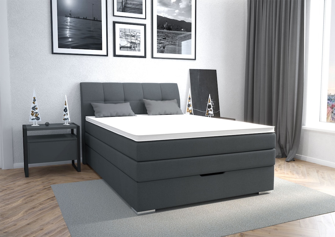 Boxspringbett Plaza 140x200cm Stoff Grau