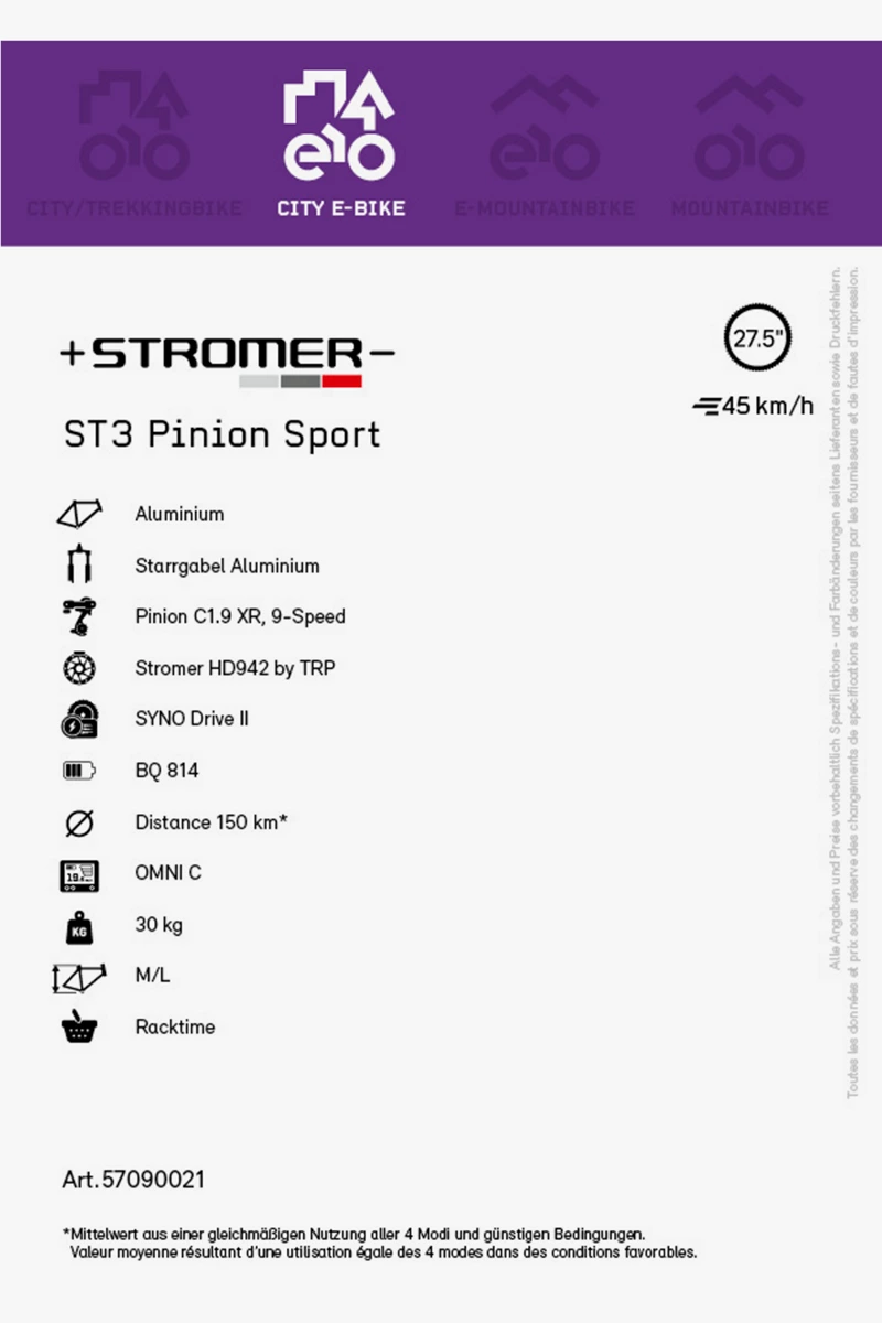 Stromer ST3 Pinion Sport 27.5 E-Bike 2022
