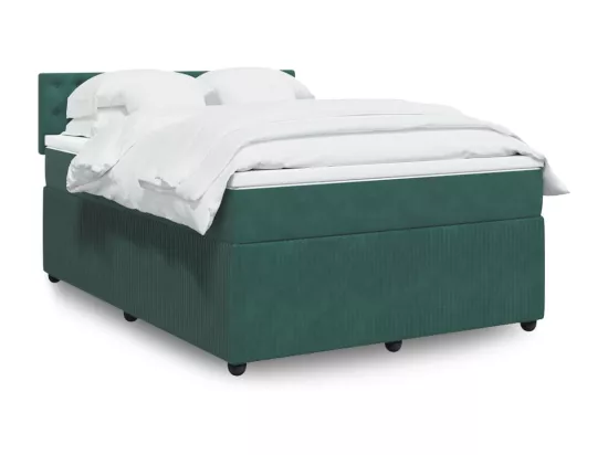 Sommier à lattes de lit et matelas Vert foncé 140x190cm Velours