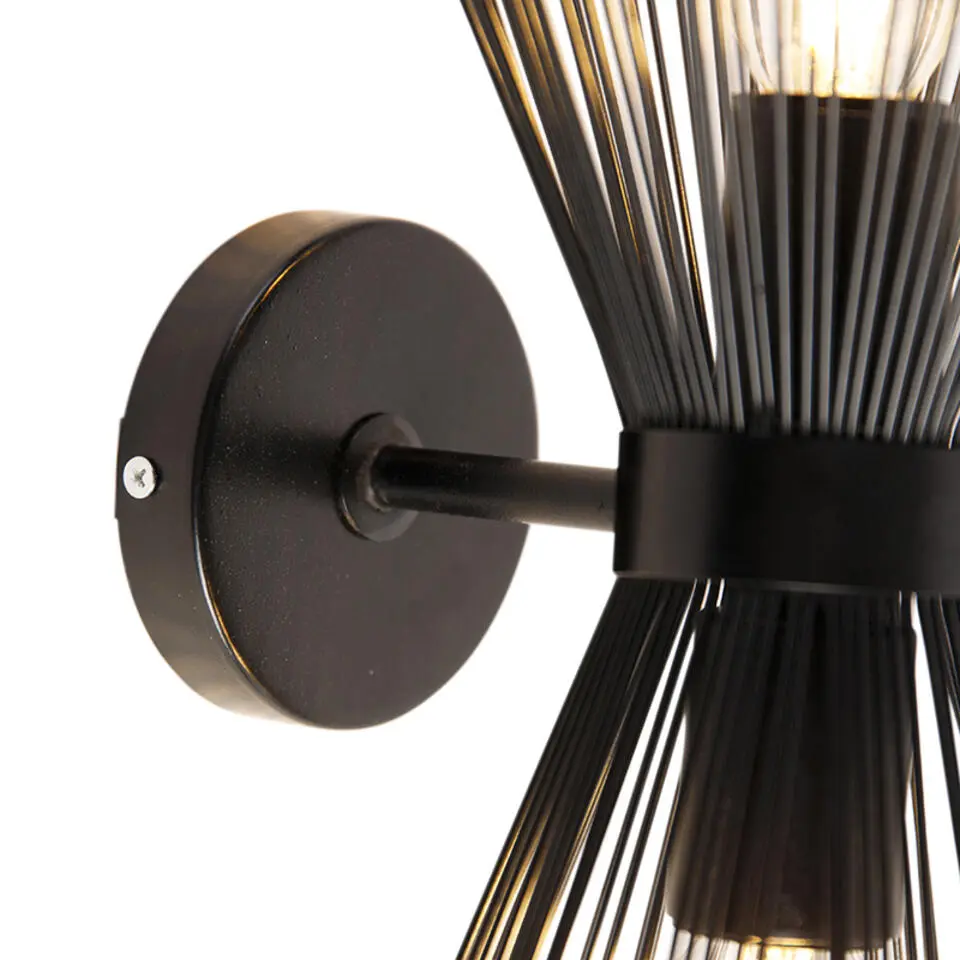 Qazqa wandlampen broom zwart e27