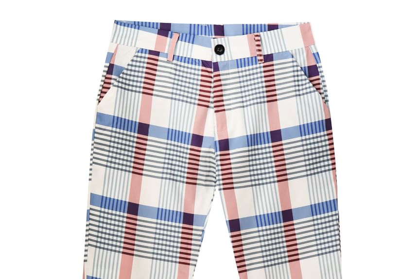 Sheck - Geruite rechte broek met middelhoge taille