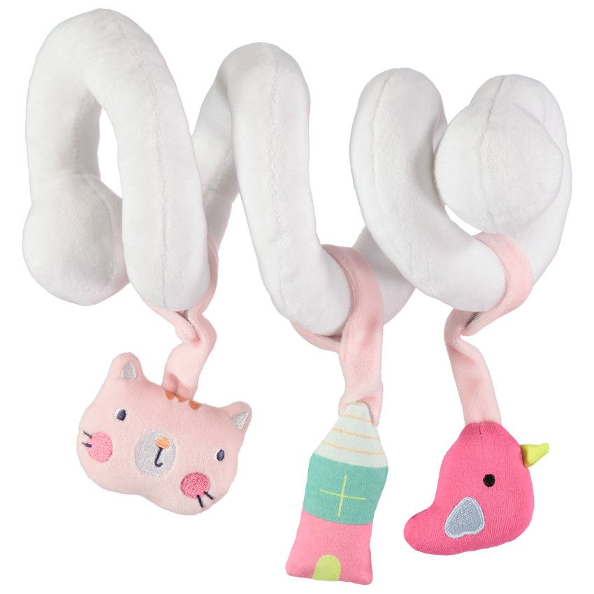 Spirale d'activités en velours avec personnages fantaisie - Rose