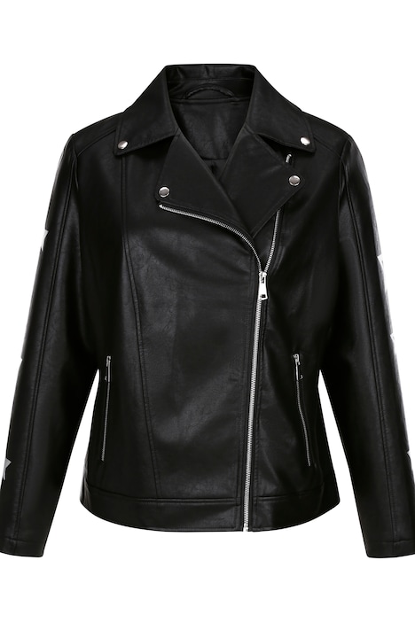 Bikerjacke, Lederoptik, Sternen-Druck, Zipper
