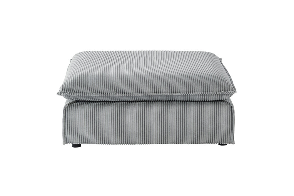 Großer Sitzhocker HEAVEN 100cm hellgrau Cord Federkern Sofahocker abnehmbarer Bezug