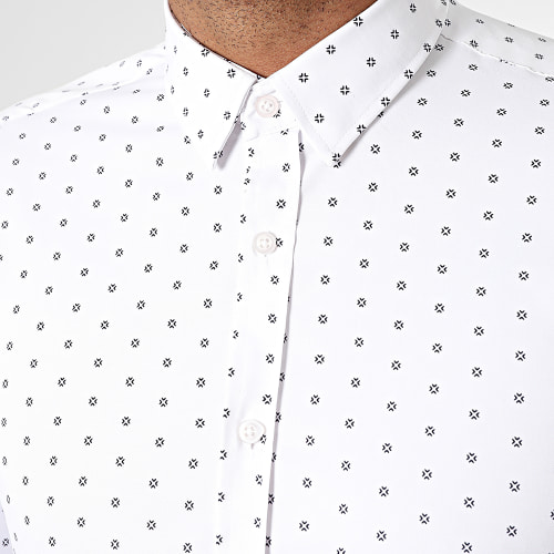 Chemise Manches Longues Imprimée Slim Fit 2697 Blanc