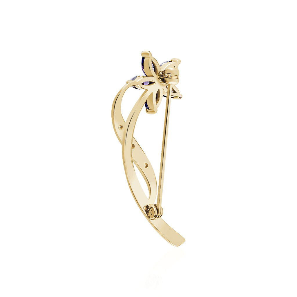 Broche Maxanceae Plaqué Or Jaune Oxyde De Zirconium