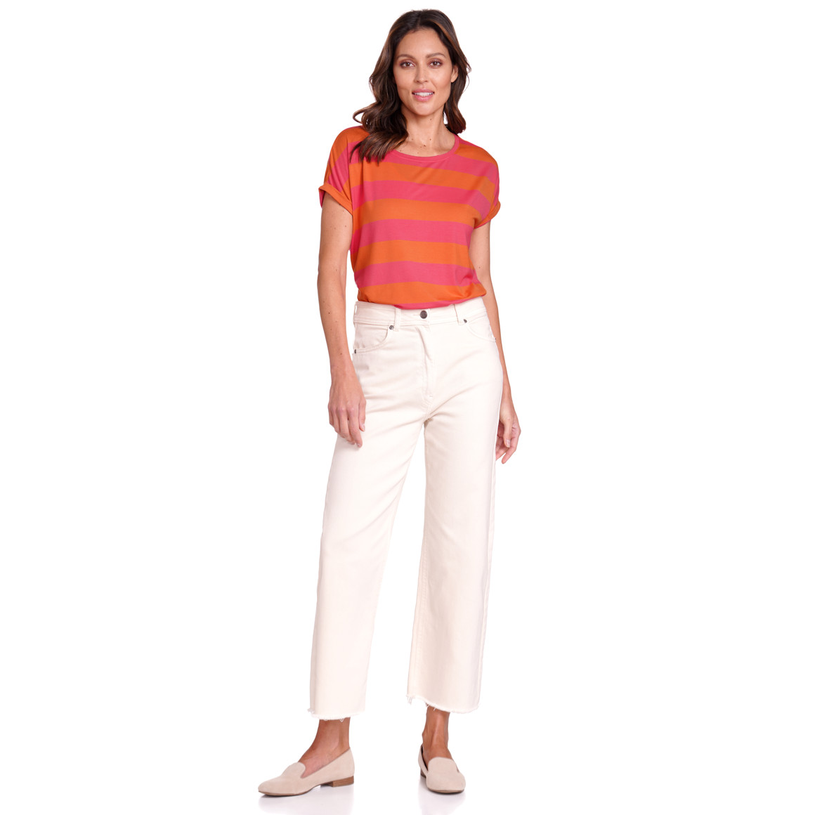 Gina Benotti Damen T-Shirt mit Streifen orange / pink