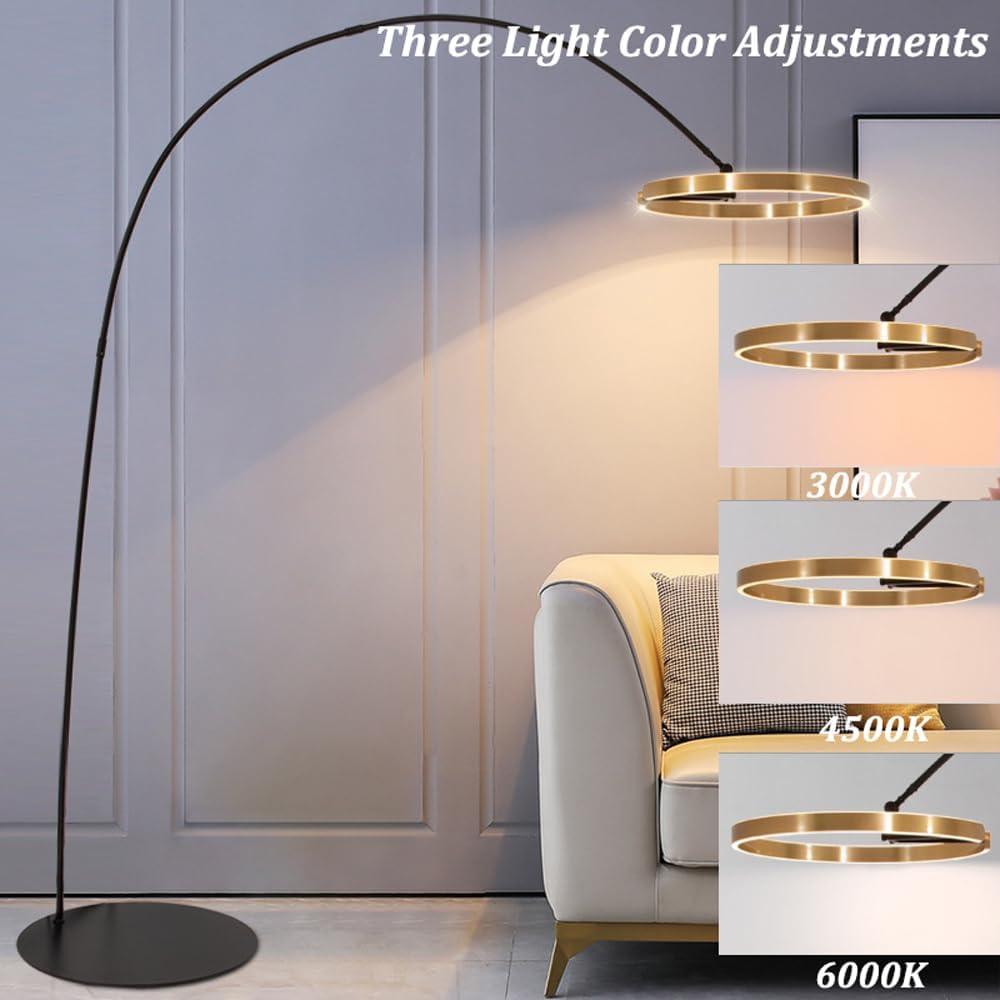 44W LED-Stehlampe, kreative Kreis-Stehlampen, Moderne warmes Licht, vertikale Lampe, gewölbte Metall-Stehbodenleuchten, dekorative Atmosphäre, stehende LED-Stehlampen für Wohnzimmer