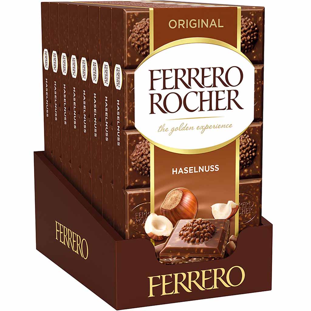Ferrero Rocher Tafelschokolade Original Haselnuss 90g MHD:19.7.25