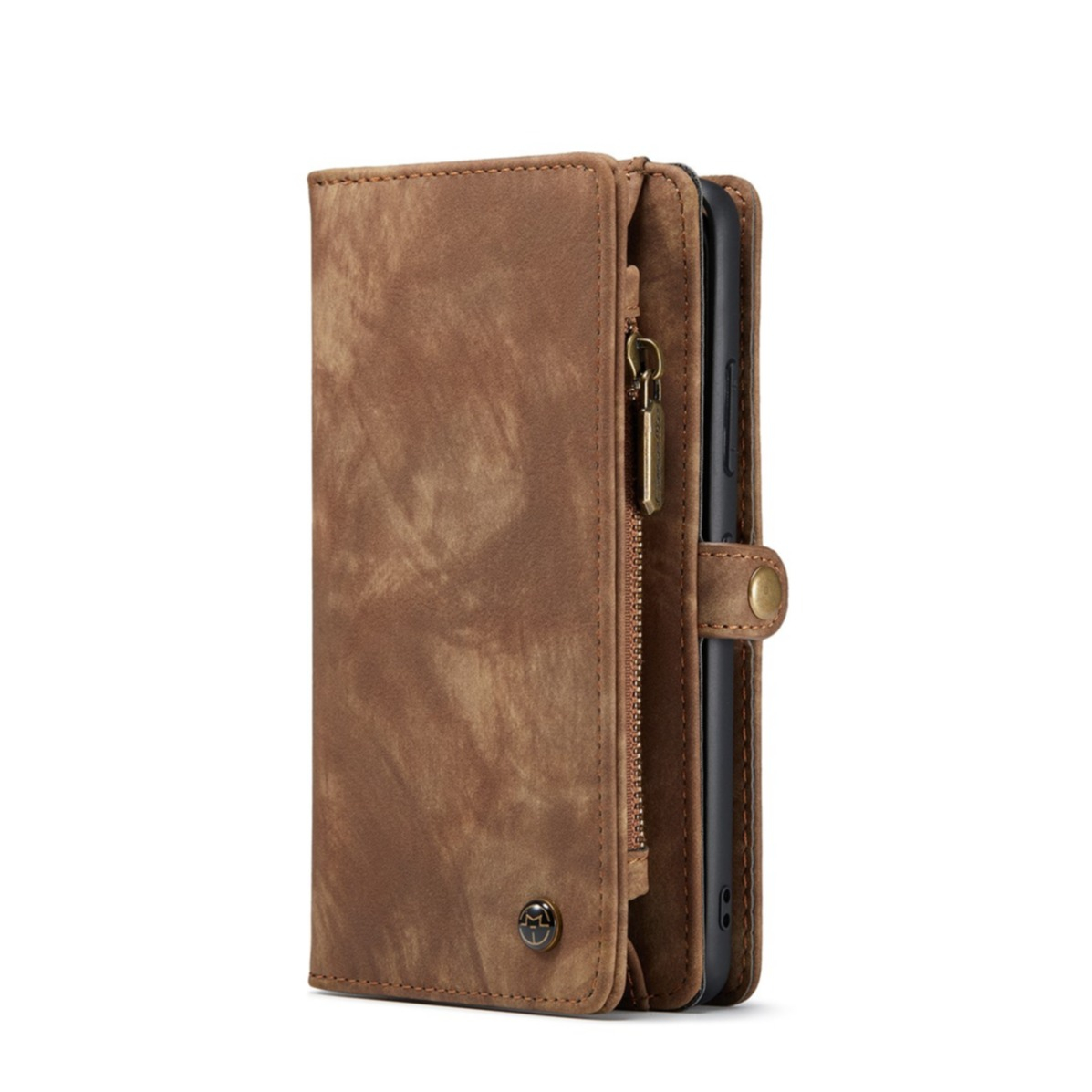 Samsung Galaxy S22 5G 2in1 Leder Tasche   Magnet Hardcase Karten Etui - Dunkelbraun