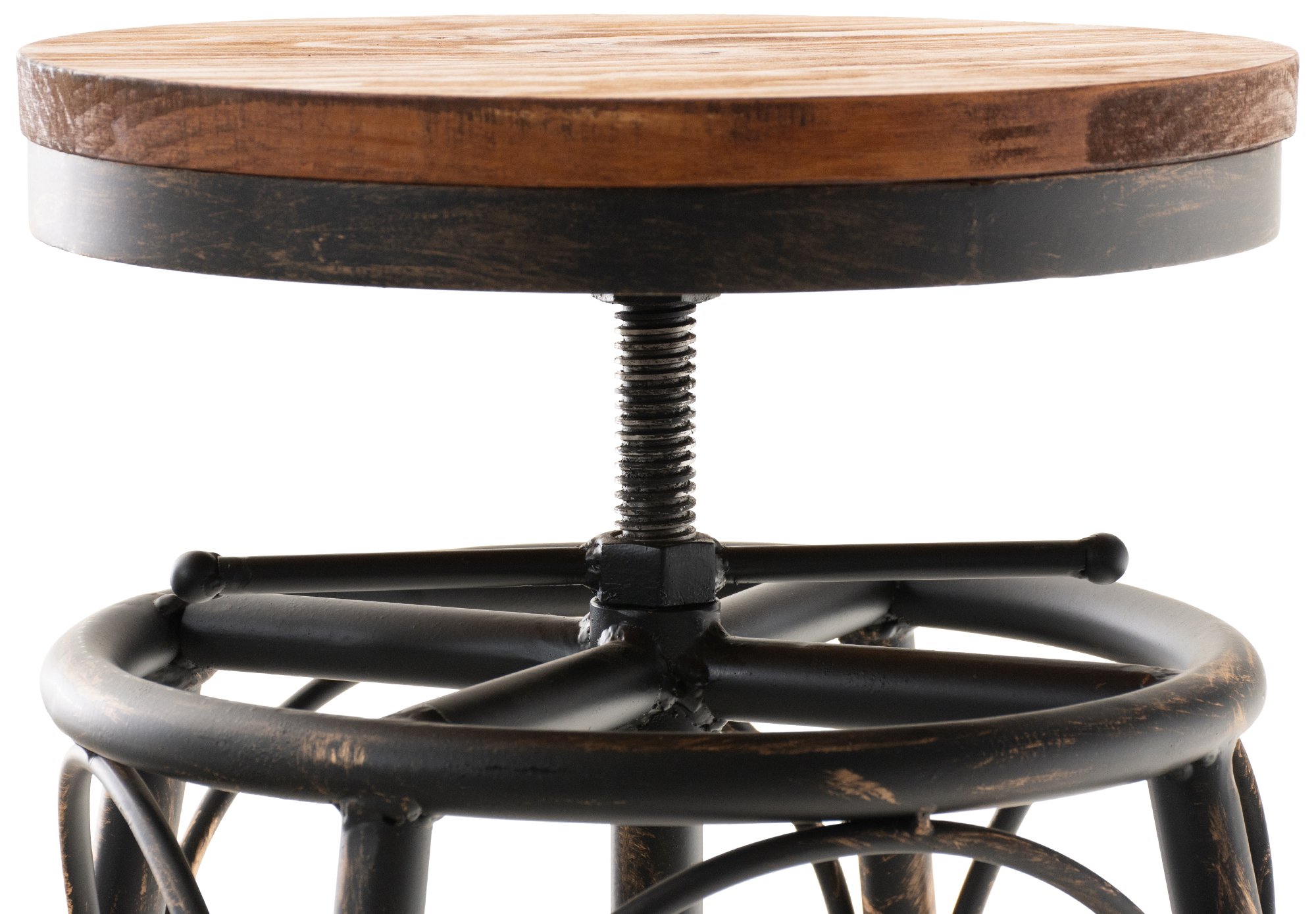 CLP 2er-Set Barhocker Beam Mit Holzsitz Und Metallgestell I Sitzhocker mit runder Sitzfläche I Höhenverstellbar Drehbar