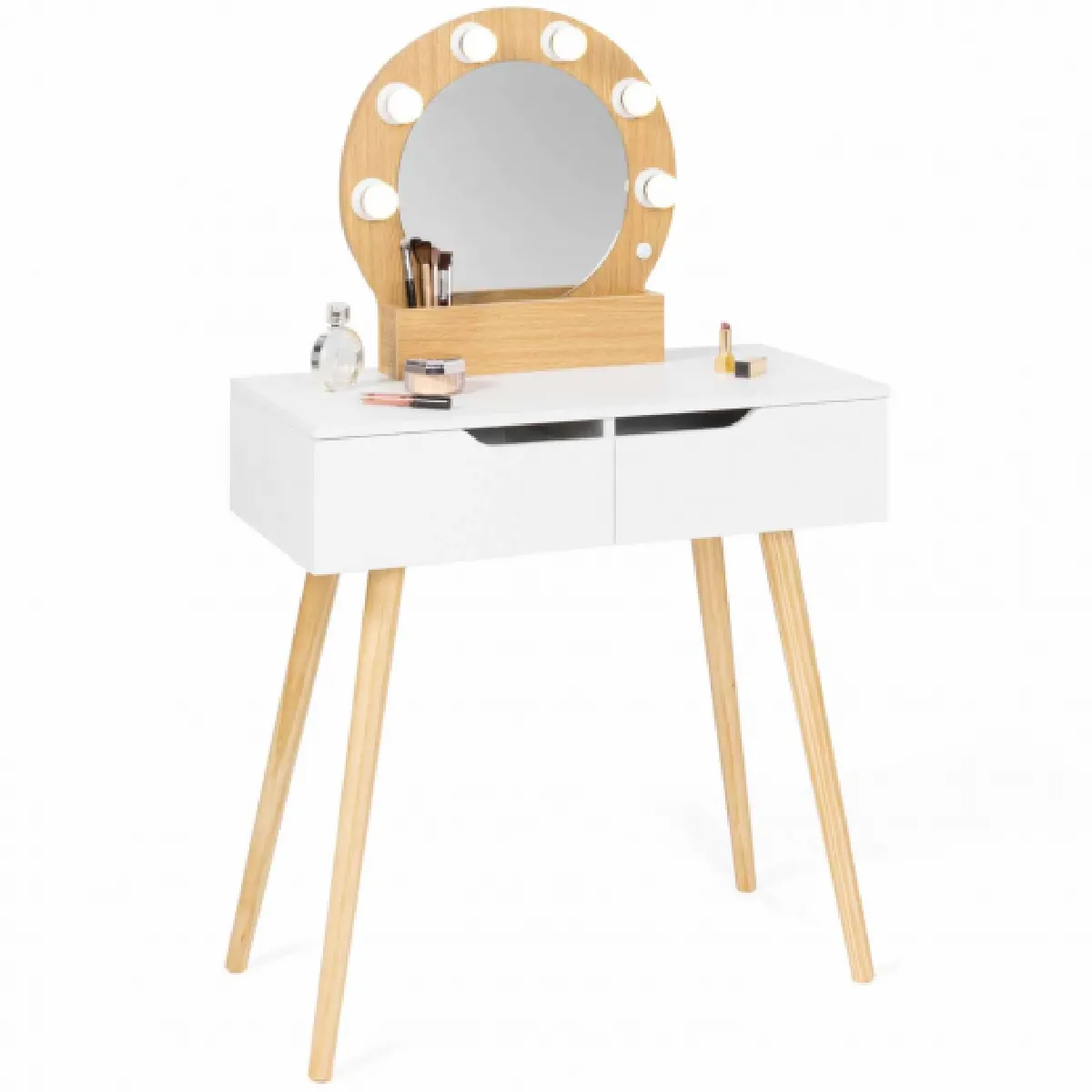 Idmarket MARKET Coiffeuse HORIA - Bois et Blanc