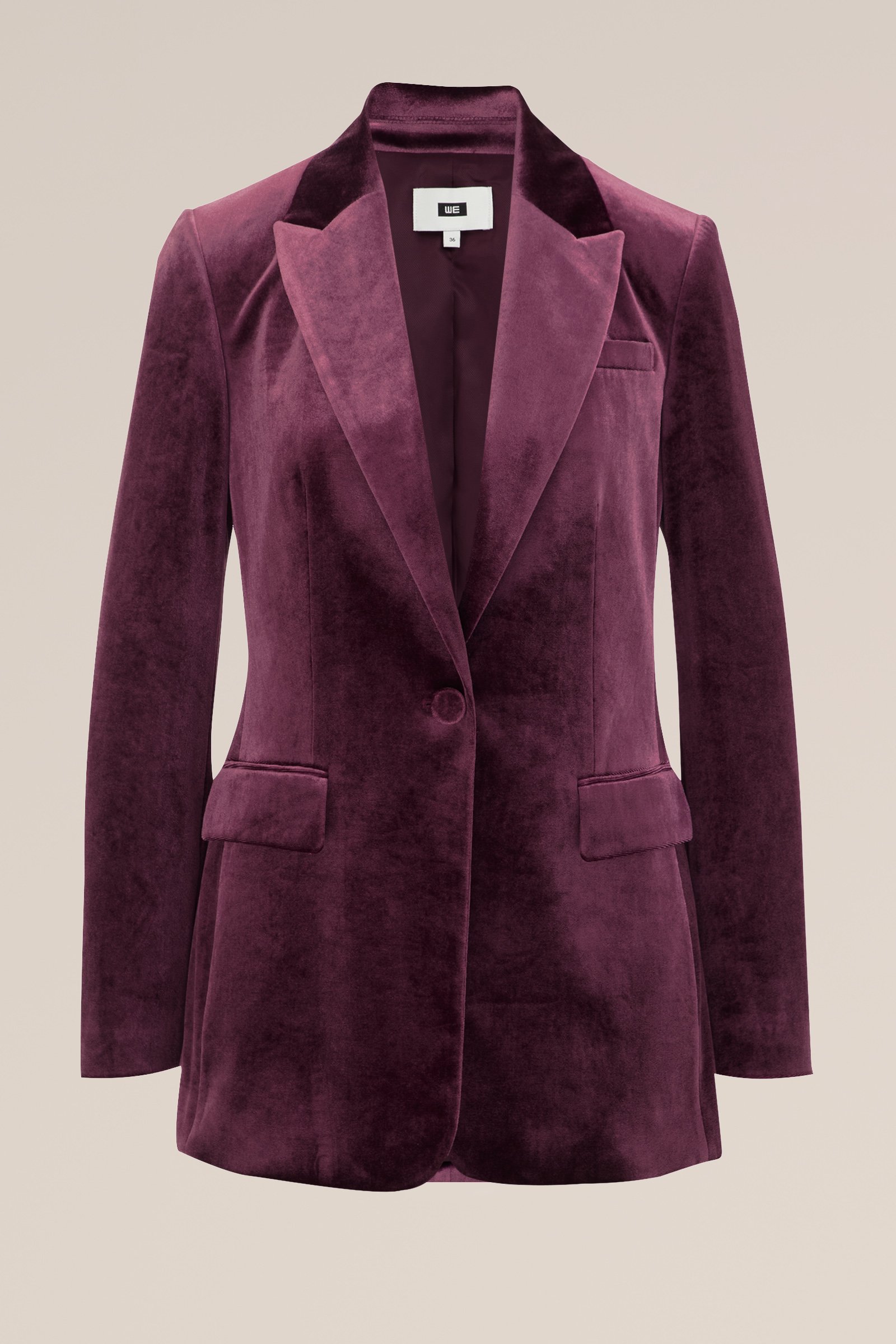regular fit  velvet blazer WE Fashion Donkerpaars