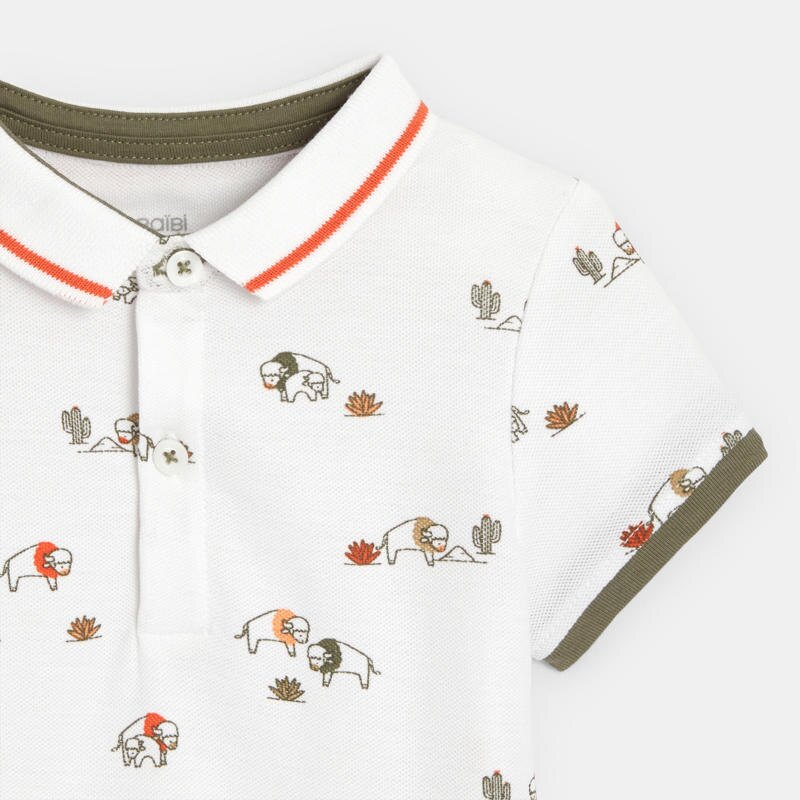 Polo maille piquée bisons blanc bébé garçon Blanc