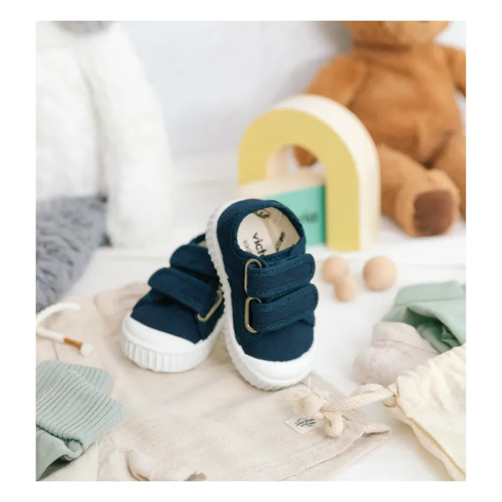 Victoria Baskets Scratchs Tiras Lona | Bleu marine