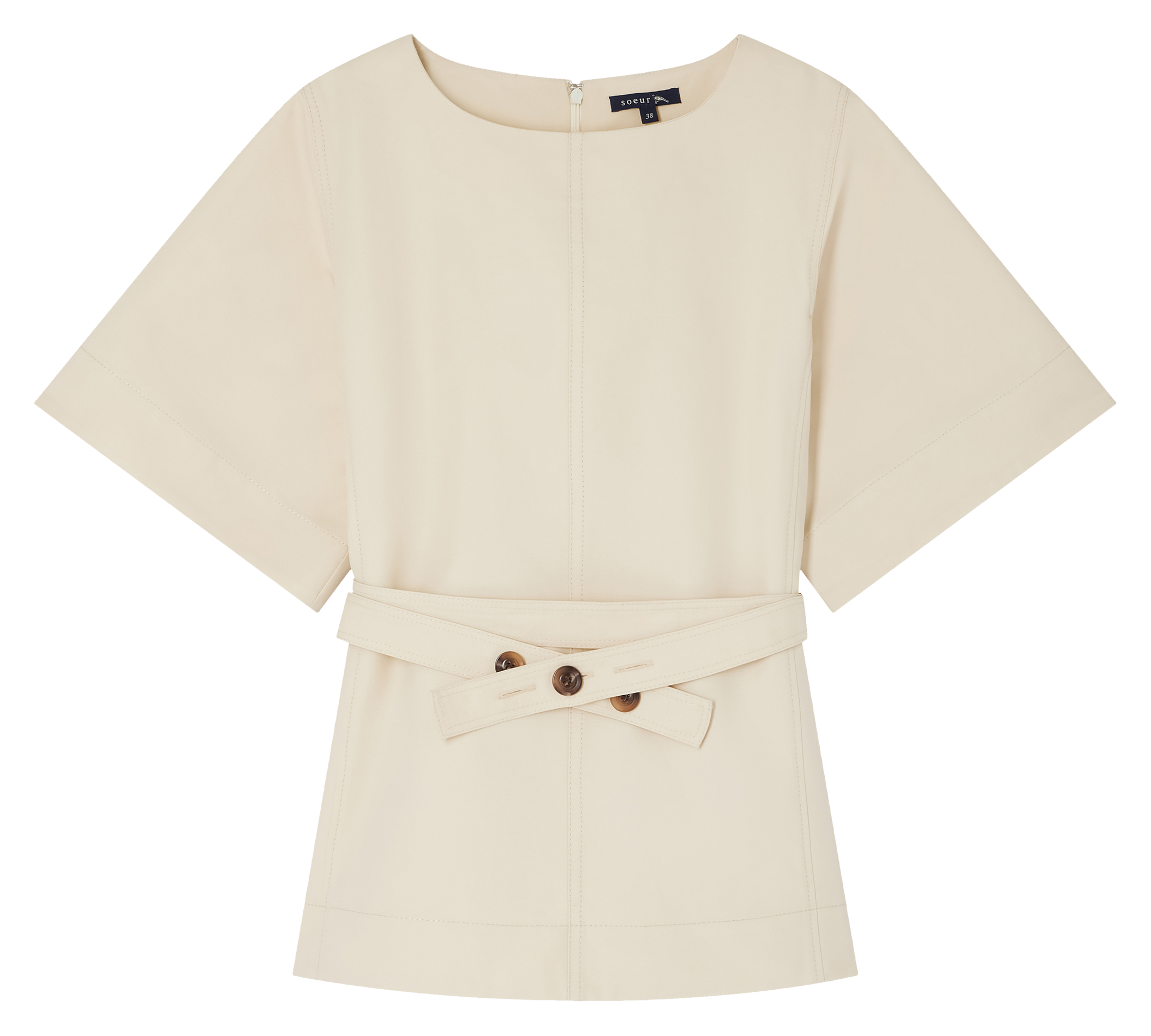EMMIE - Top col rond en coton | Blanc