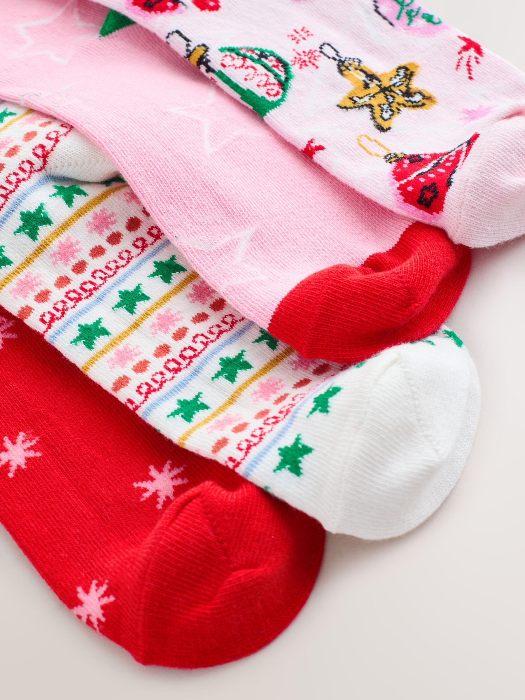 Roze kerstbal - Set van 4 paar enkelsokken