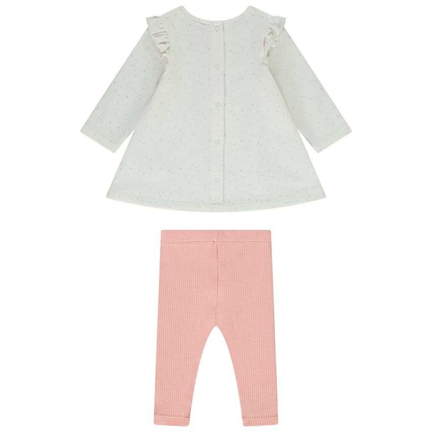 Ensemble 2 pièces robe + caleçon pour bébé fille - Ecru