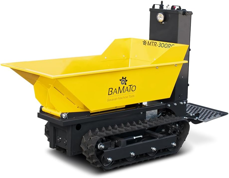 BAMATO Mini Raupendumper MTR-300RC mit Fernsteuerung | 300kg Zuladung | Steuerbar komplett über Fernbedienung | Elektroantrieb | 750W Motorleistung | Hydraulisch Kippfunktion | Minidumper