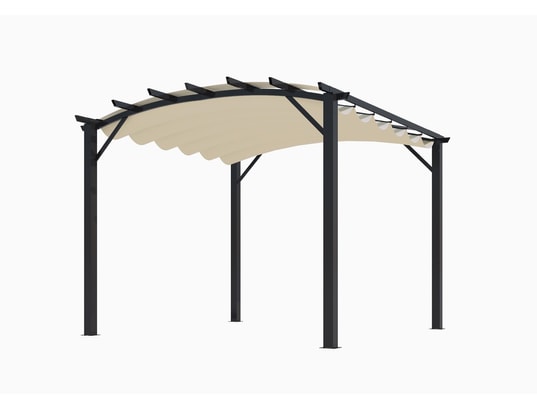 HABRITA - Pergola structure mixte 11,22 m2 - toile couleur écru