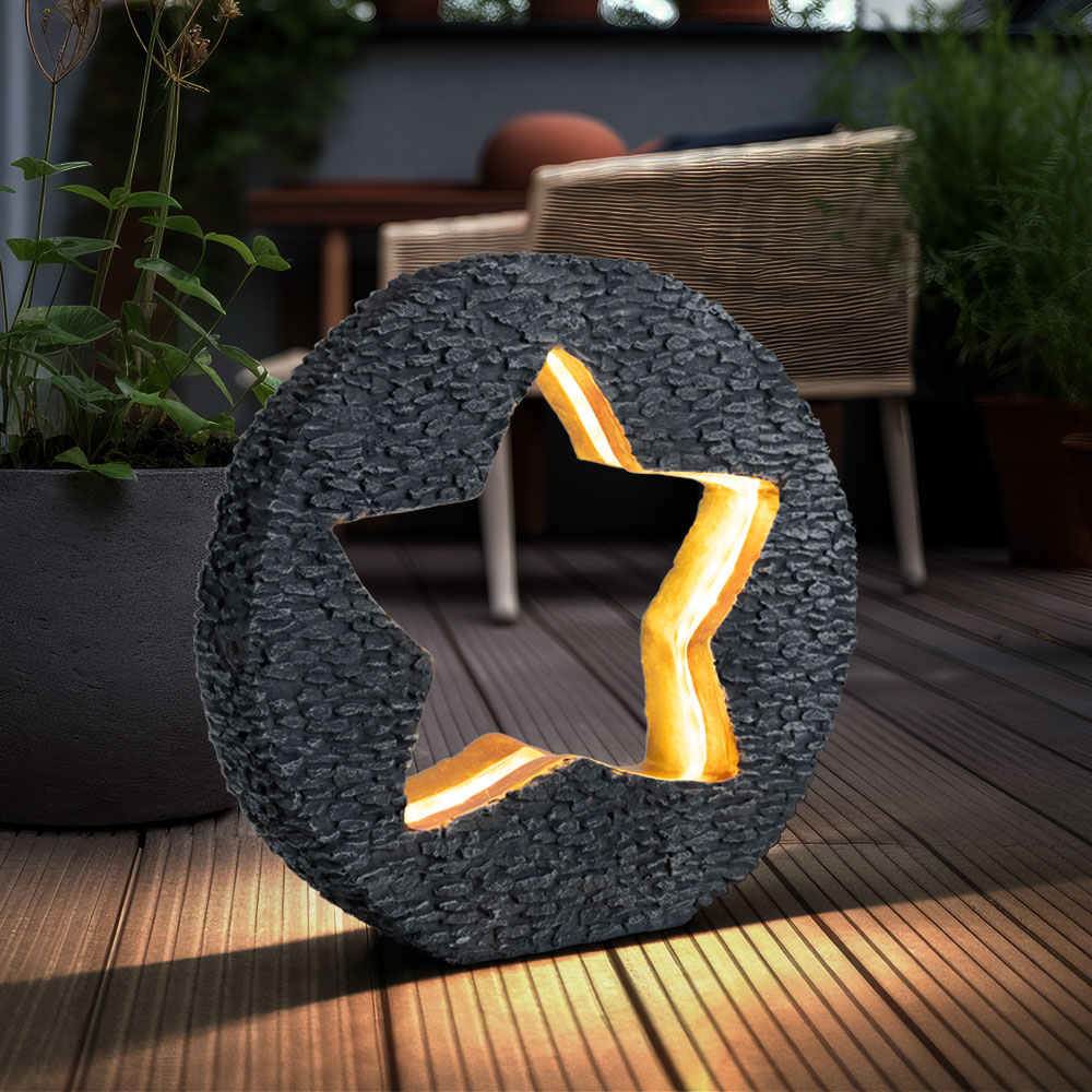 LED Solarleuchte, Stein-Stern Design, Gold,H 29,5 cm