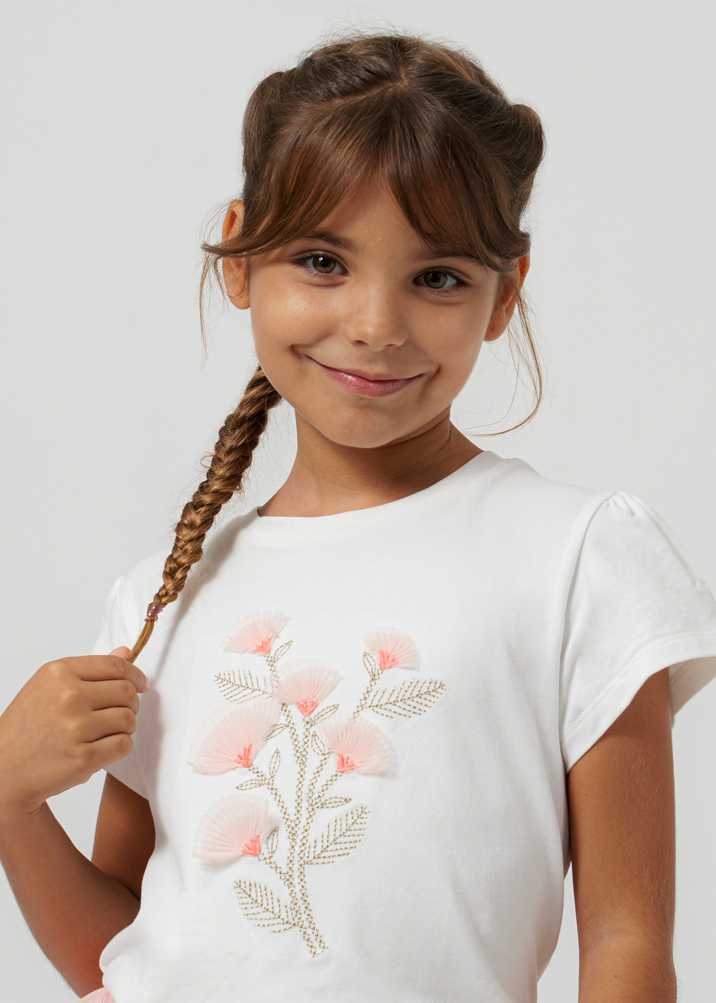 Camiseta floral bordada Quartz para meninas