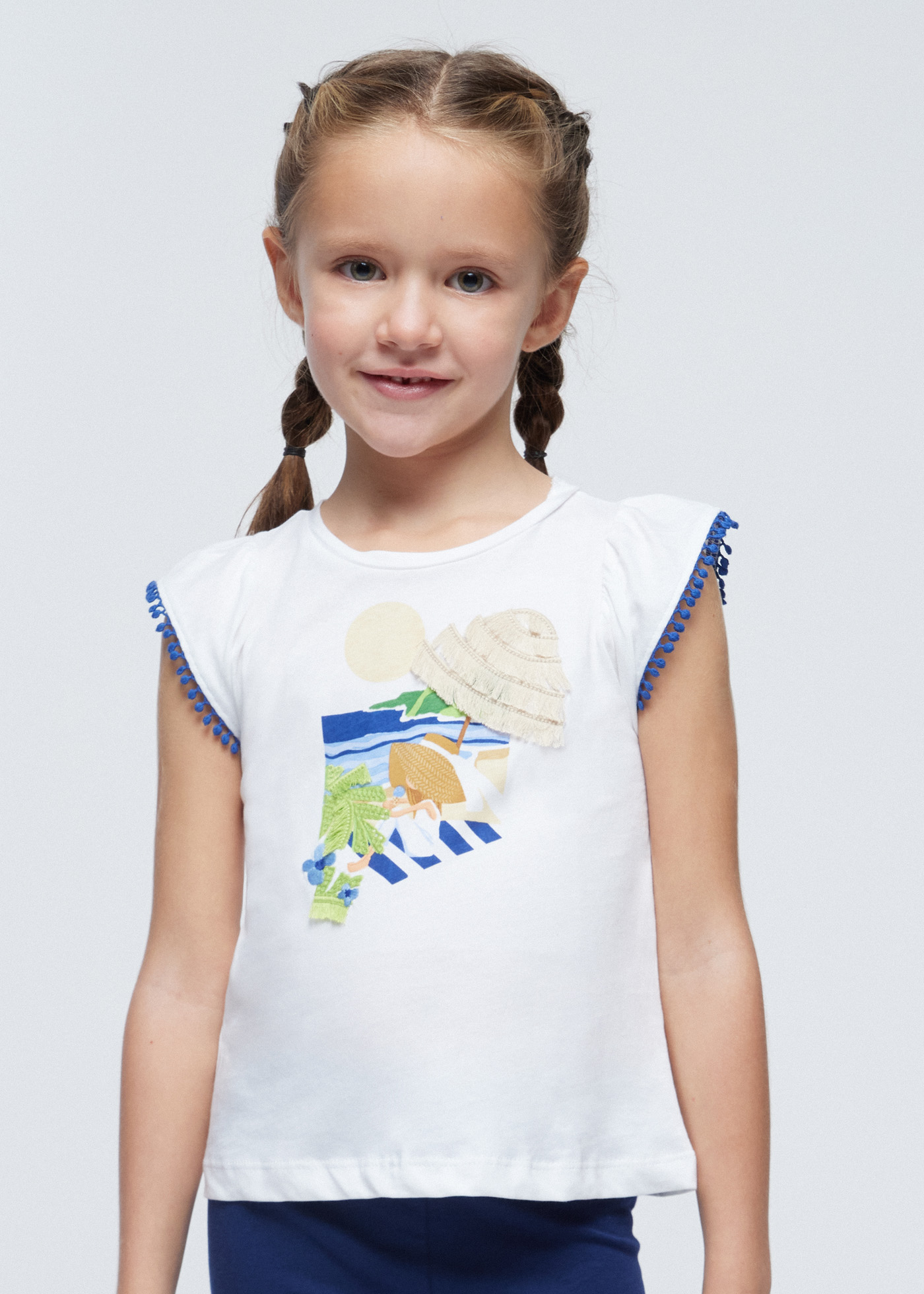 Camiseta Better Cotton com apliques para meninas, cor osso