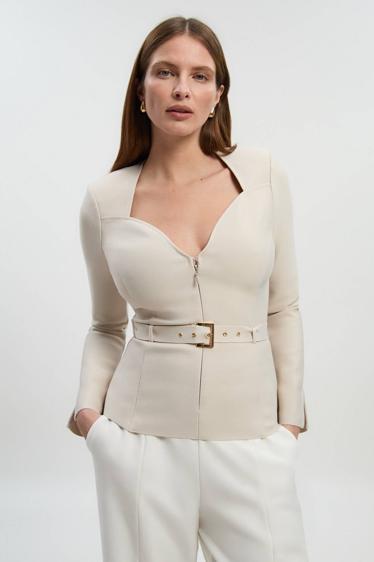 KarenMillen Haut Bandage Ceinturé Près du Corps