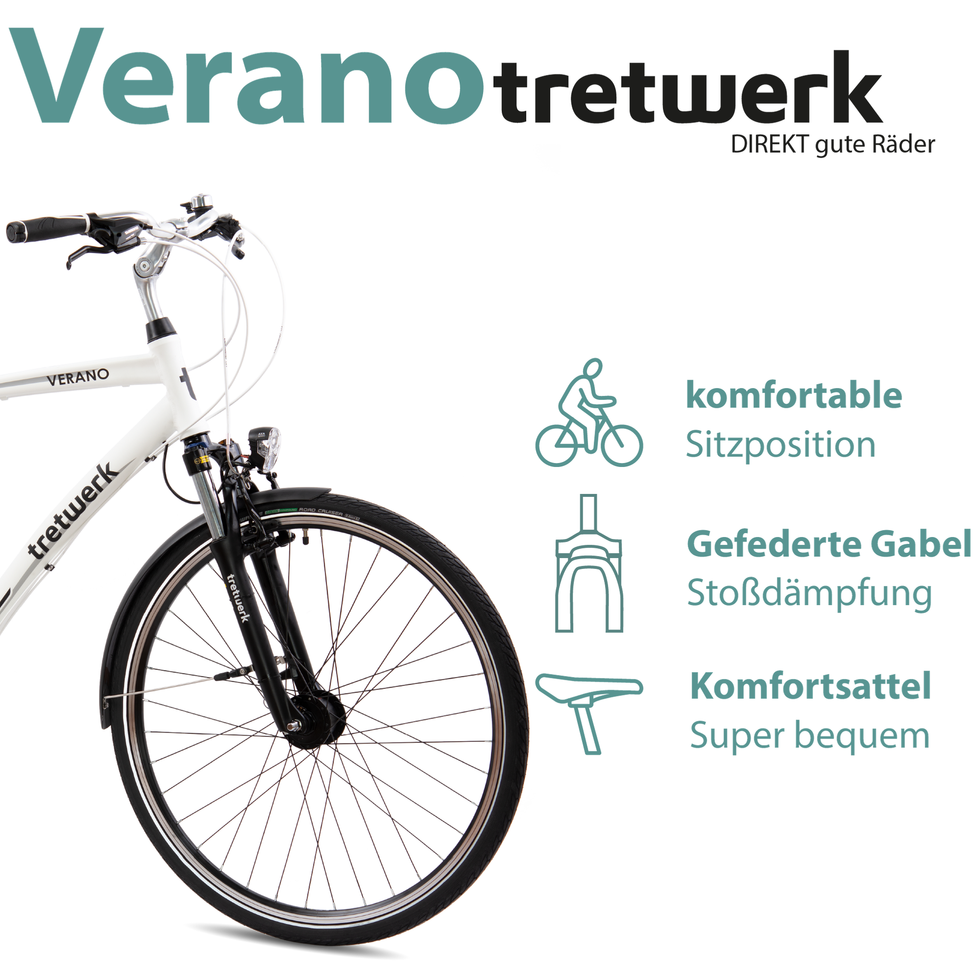 Tretwerk Verano Citybike 28 Zoll Damen oder Herren Fahrrad 160 - 180 cm Urban Bike 24 Gänge