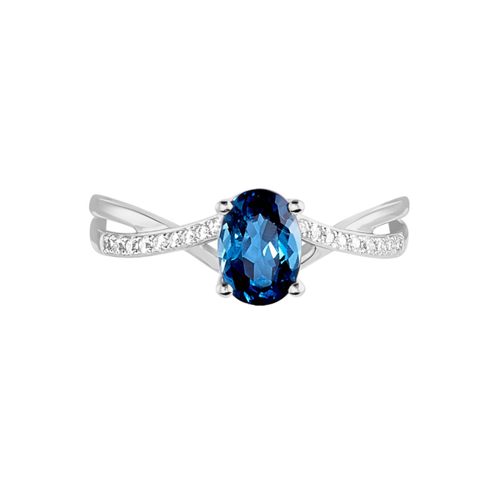 Bague Haissa Or Blanc Topaze Et Oxyde De Zirconium