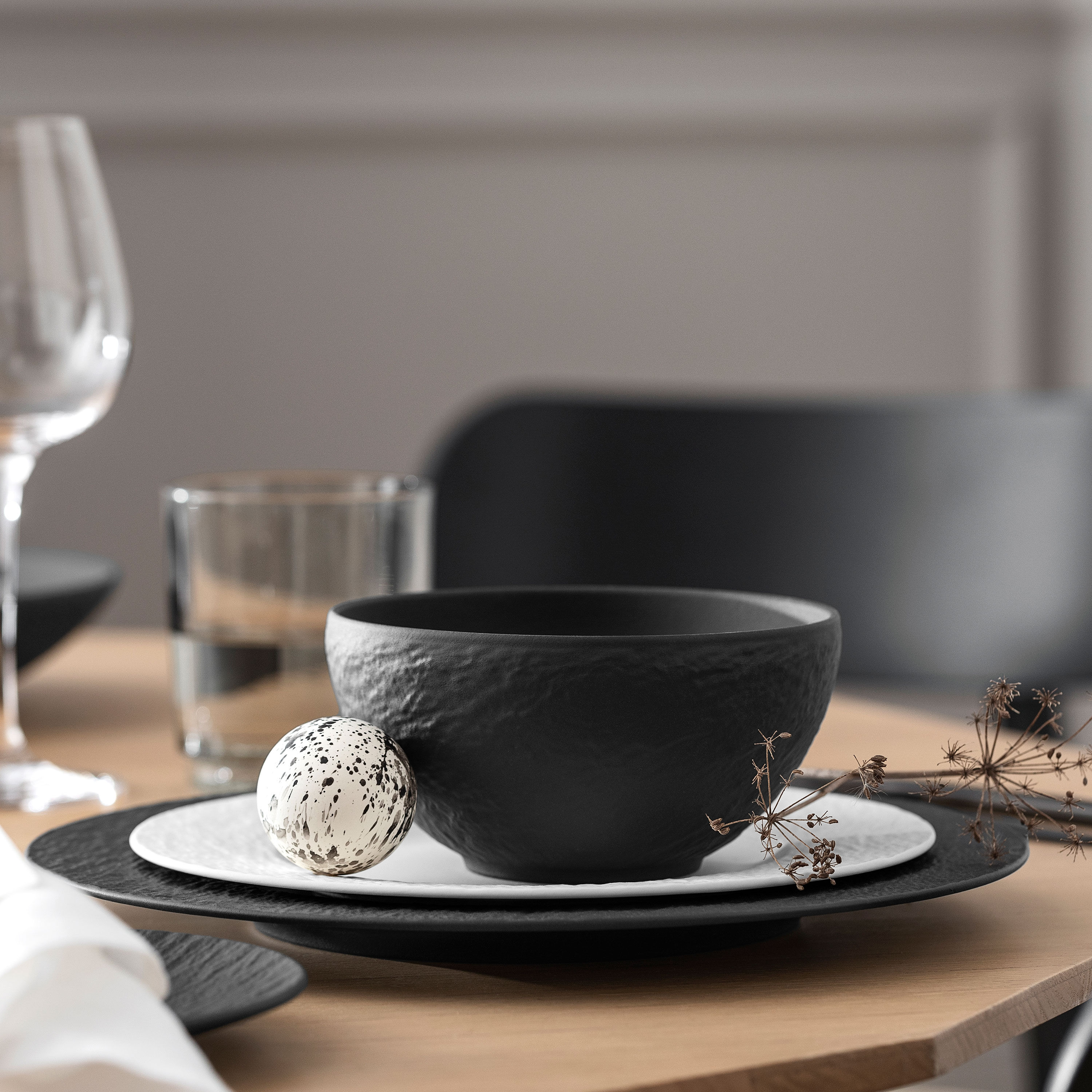 Manufacture Cereal bowl Black, 14.6 oz, Premium Porcelain
