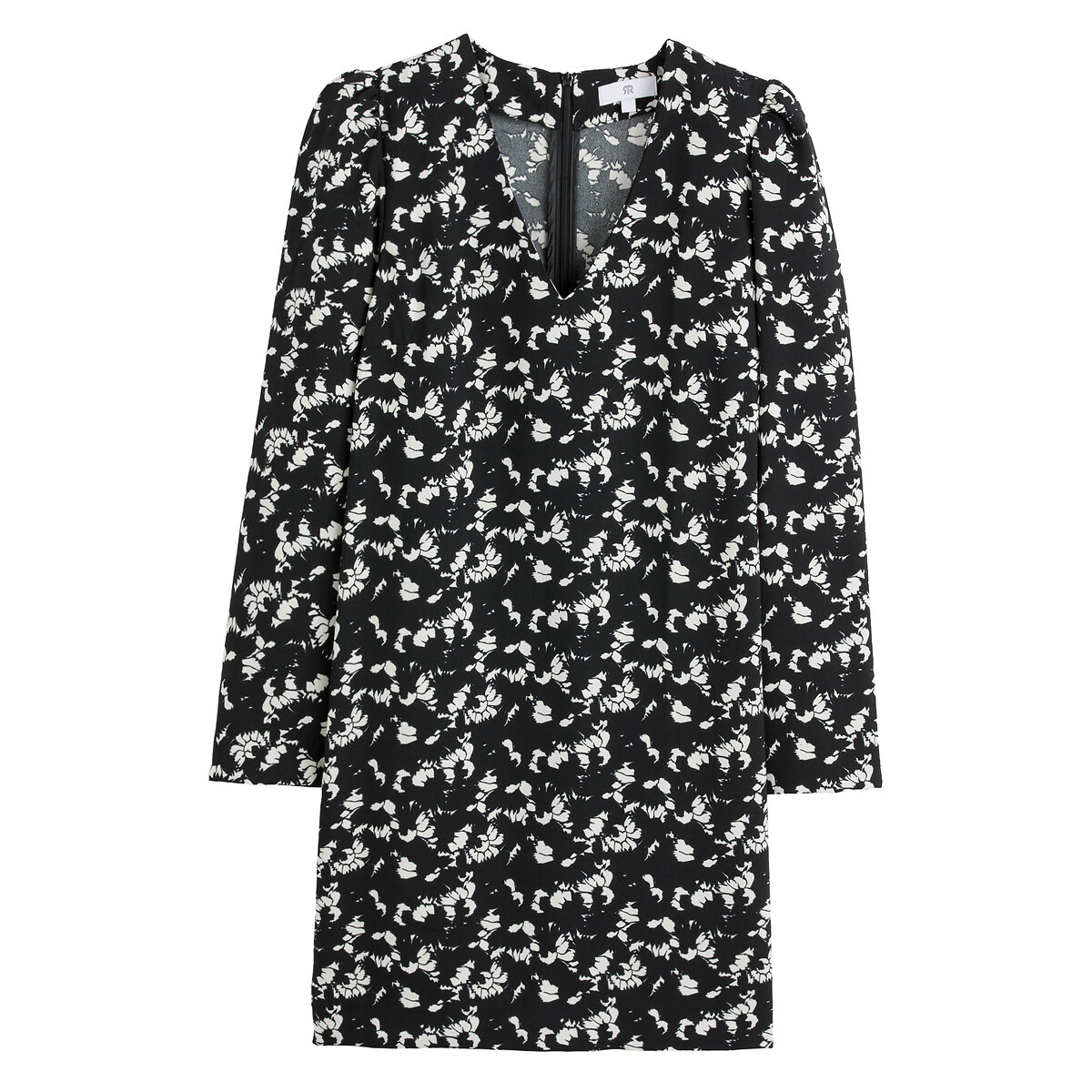 COLEÇÃO LA REDOUTE<br>Vestido curto com decote em V e mangas compridas