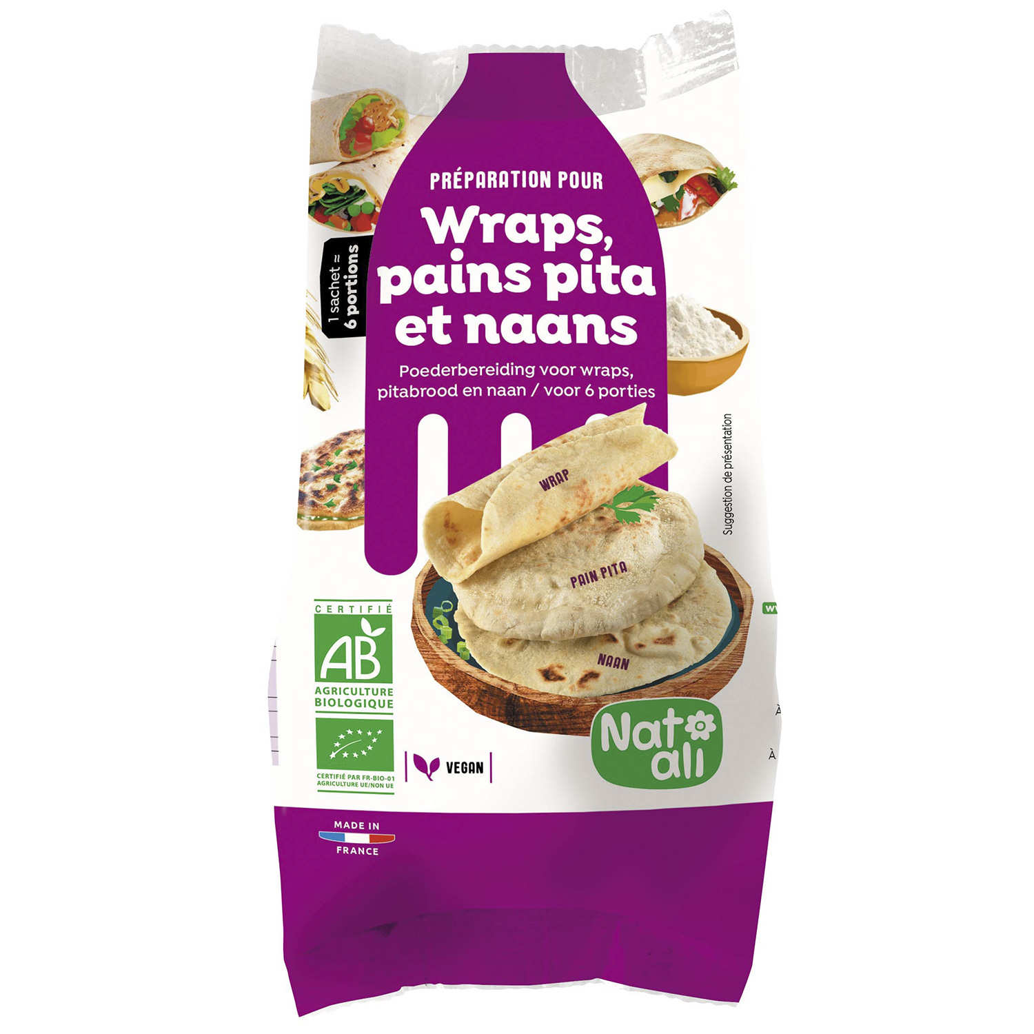 Préparation bio pour wraps, pains pita et naans