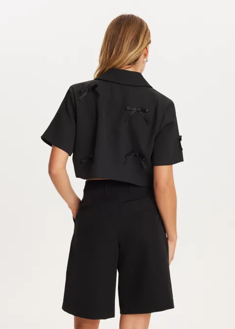 Cropped blazer met strik details zwart (ZWART)