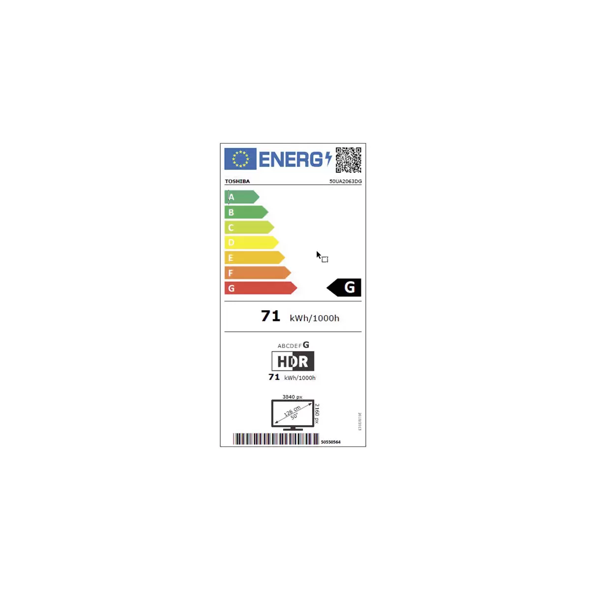 TV 4K UHD Android Toshiba 50UA2063DG Schwarz