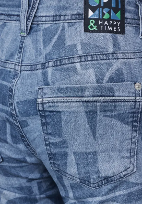 Laserprint Casual Fit Jeans - mid blue wash