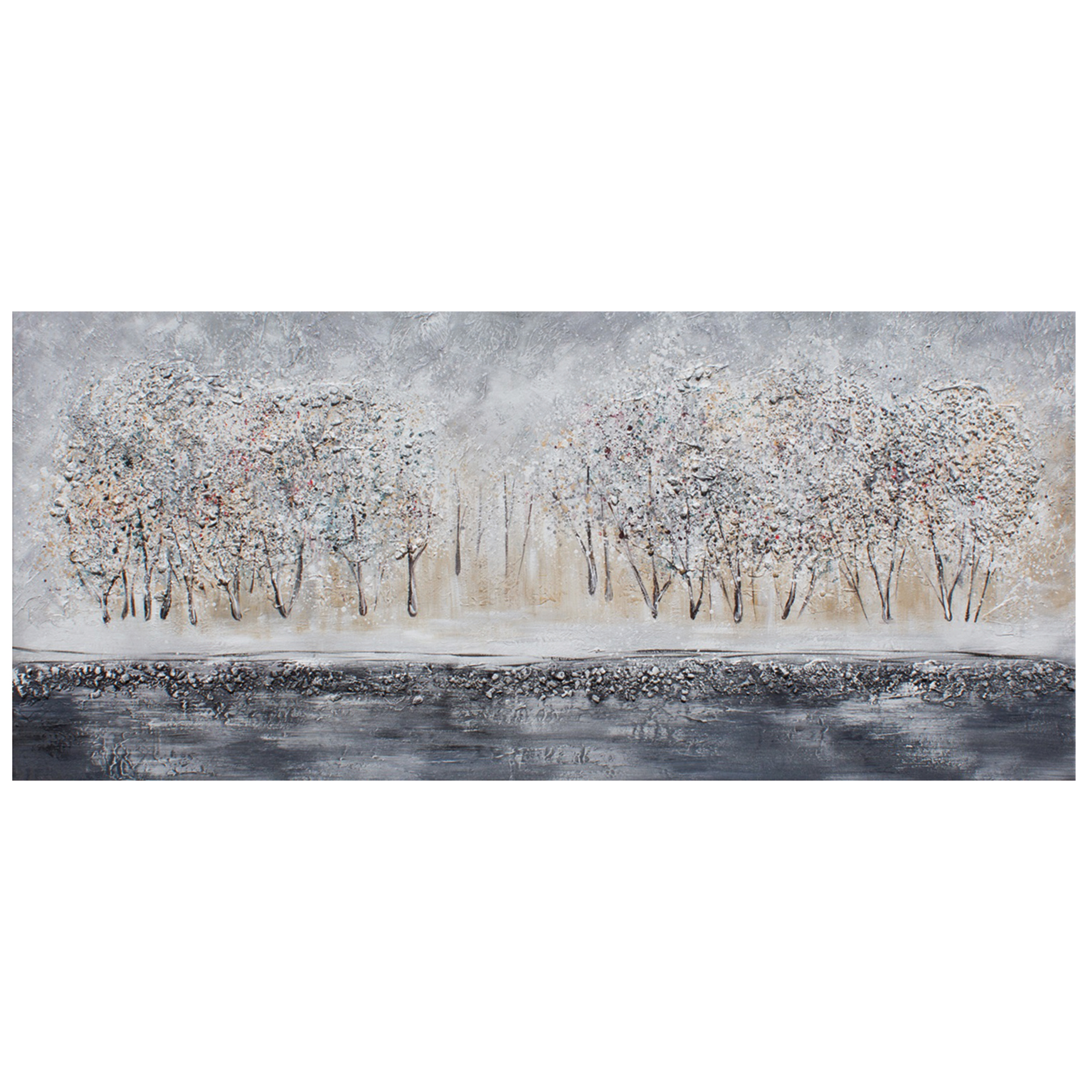 Ölgemälde BÄUME - grau - 140x60 cm