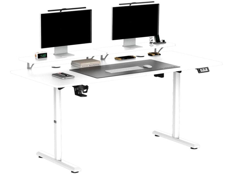 Ultradesk Gaming Tisch Higlander XXL Weiss Stabiler Gaming-Tisch für bis zu zwei Monitore