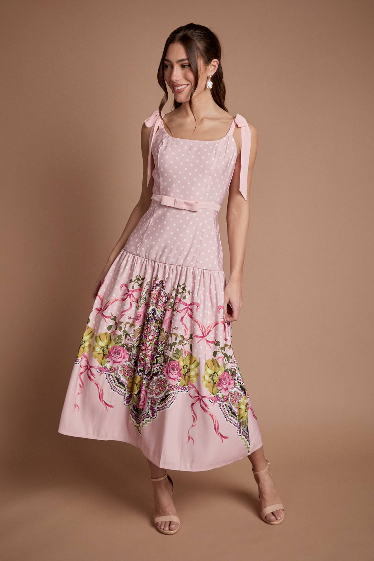 Oasis Robe Midi À Taille Basse Avec Détail Nœud