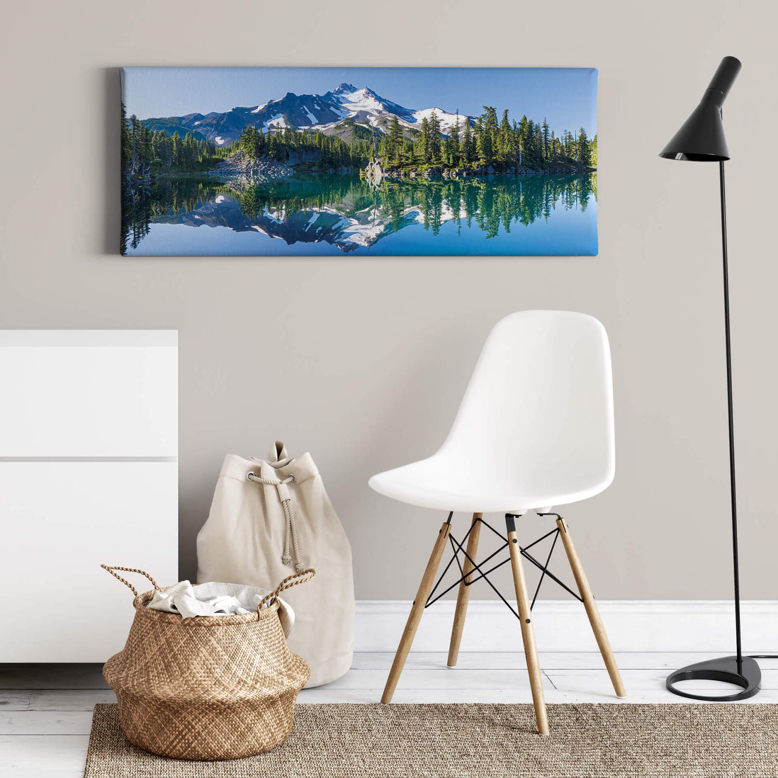 Leinwandbild BERGE - grün-blau - 100x40 cm