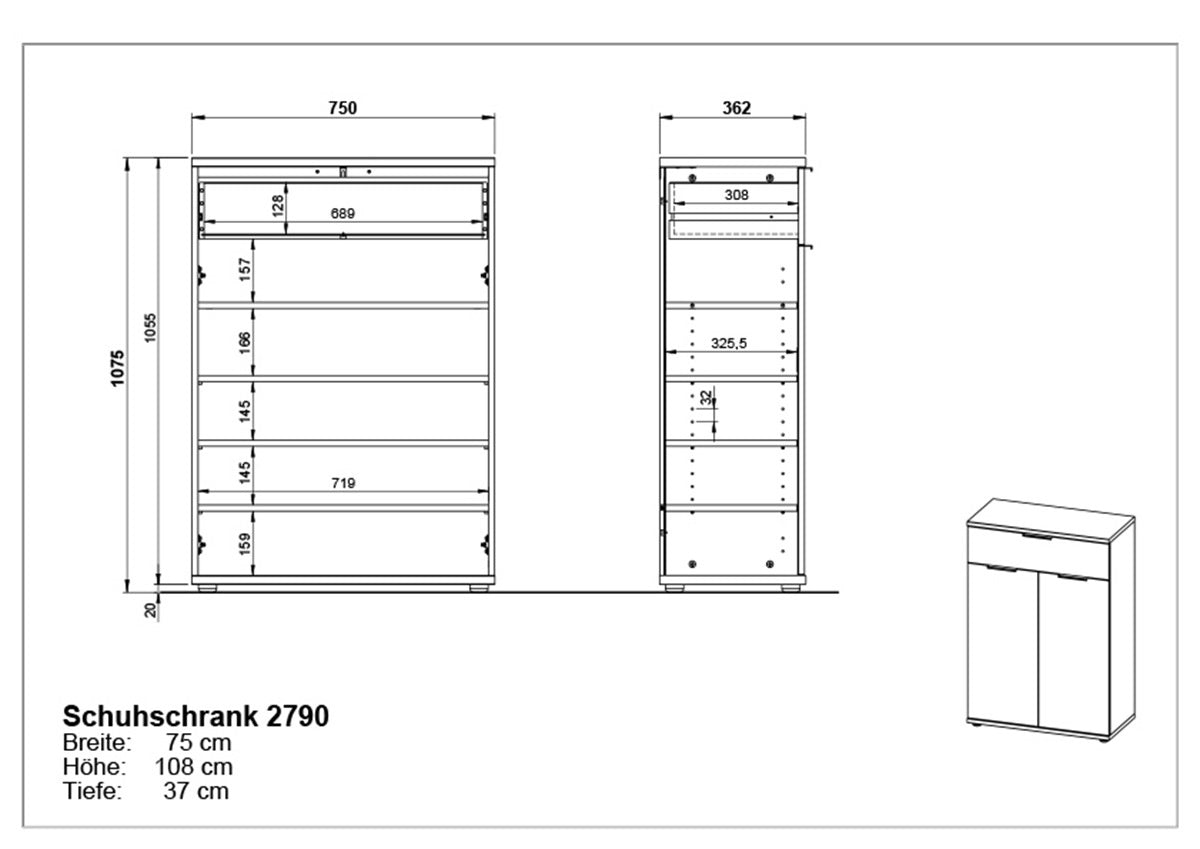 Germania Fremont Schoenenkast Eiken 75 cm