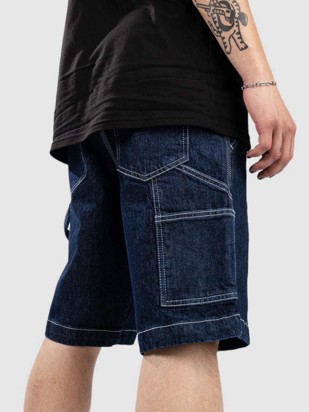 Denim Project Workwear Denim Shorts dark blue rinse