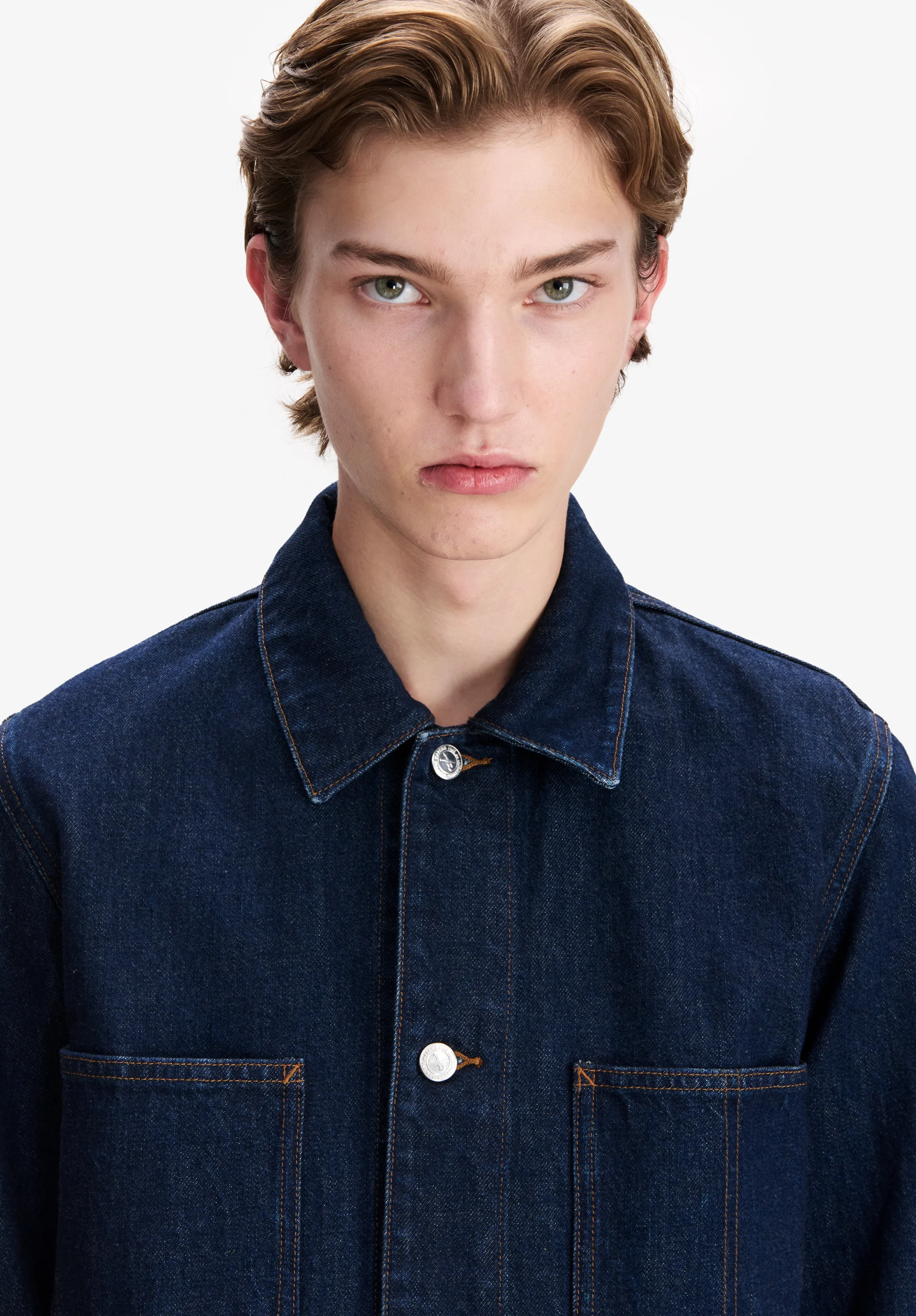 Veste workwear en denim japonais délavé - Indigo delave